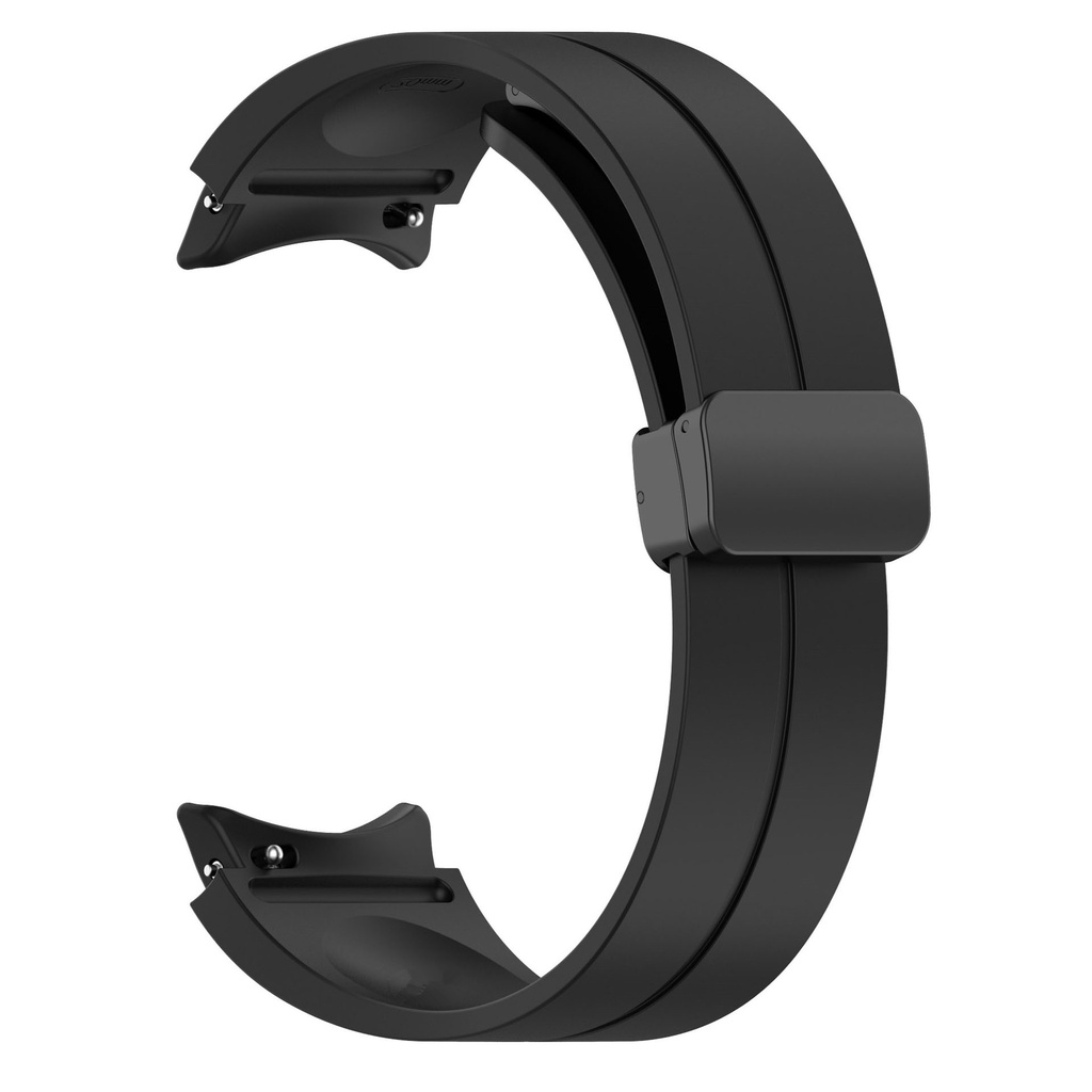 [RNZ-TA90090] Samsung Galaxy Watch 4 40mm Uyumlu Kordon Silikon Metal Mıknatıslı Toka Zore KRD-84 Kayış (Siyah)