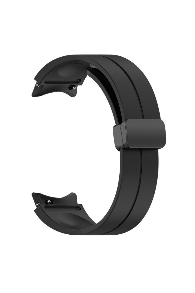 [RNZ-TA90118] Samsung Galaxy Watch 5 40mm Uyumlu Kordon Silikon Metal Mıknatıslı Toka Zore KRD-84 Kayış (Siyah)