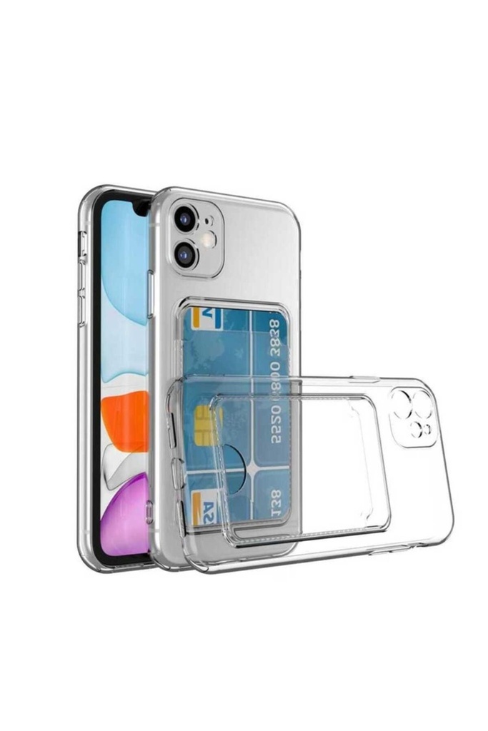 Apple iPhone 11 Uyumlu Kılıf Kartlıklı Şeffaf Zore Setra Clear Silikon Kapak