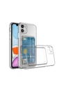 Apple iPhone 11 Uyumlu Kılıf Kartlıklı Şeffaf Zore Setra Clear Silikon Kapak