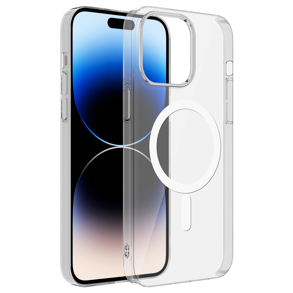 Apple iPhone 14 Pro Uyumlu Kılıf Zore Wireless Şarj Özellikli Şeffaf Tek Kamera Çerçeveli Porto Kapak