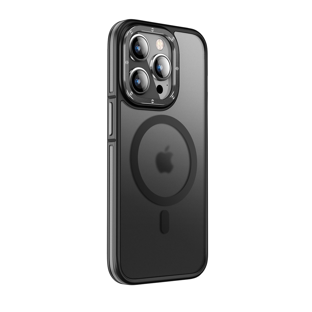 [RNZ-TA90207] Apple iPhone 14 Pro Max Uyumlu Kılıf M-safe Şarj Özellikli Mat Görünümlü Wlons Vevo Kapak (Siyah)