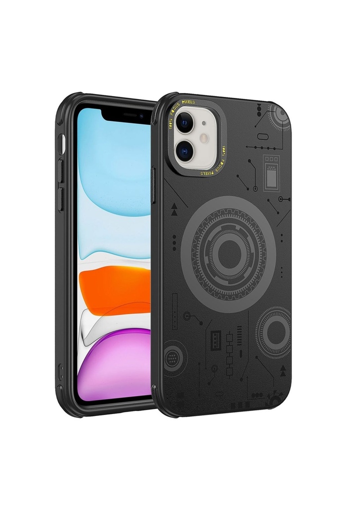 [RNZ-TA90221] Apple iPhone 12 Uyumlu Kılıf Zore Wireless Şarj Özellikli Desenli Hot Kapak (Siyah)