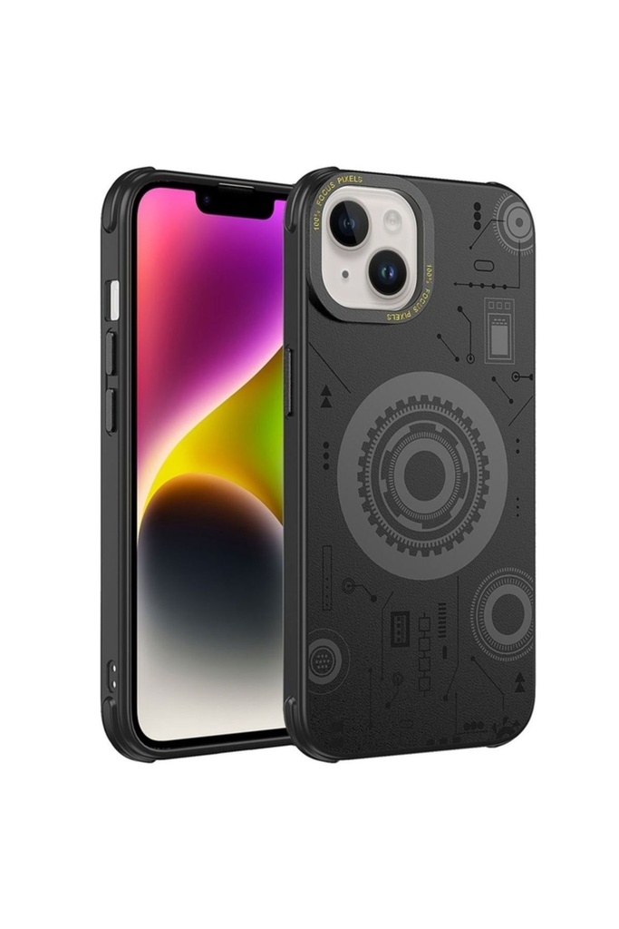 [RNZ-TA90270] Apple iPhone 14 Plus Uyumlu Kılıf Zore Wireless Şarj Özellikli Desenli Hot Kapak (Siyah)