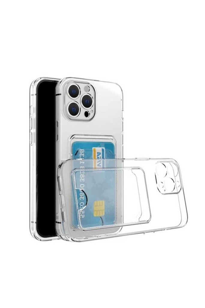 Apple iPhone 13 Pro Max Uyumlu Kılıf Kartlıklı Şeffaf Zore Setra Clear Silikon Kapak