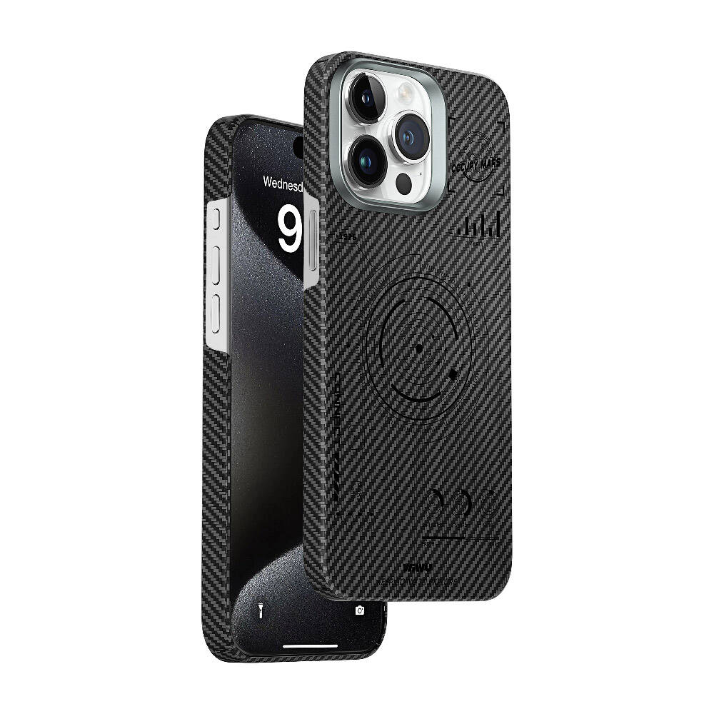 [RNZ-TA97660] Apple iPhone 15 Pro Max Uyumlu Kılıf Wiwu HHX-016 Karbon Fiber 600D Mars Kevlar Kapak