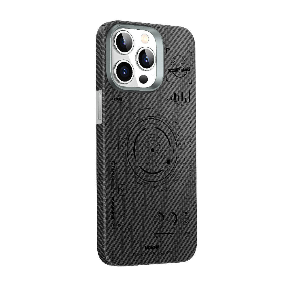[RNZ-TA97660] Apple iPhone 15 Pro Max Uyumlu Kılıf Wiwu HHX-016 Karbon Fiber 600D Mars Kevlar Kapak