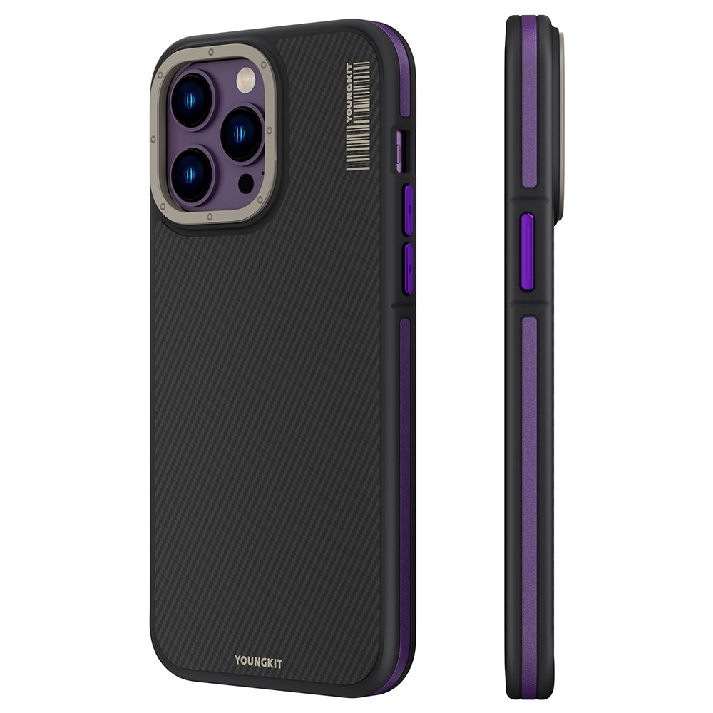 Apple iPhone 14 Pro Max Uyumlu Kılıf M-safe Şarj Özellikli YoungKit 600D Kevlar Kapak