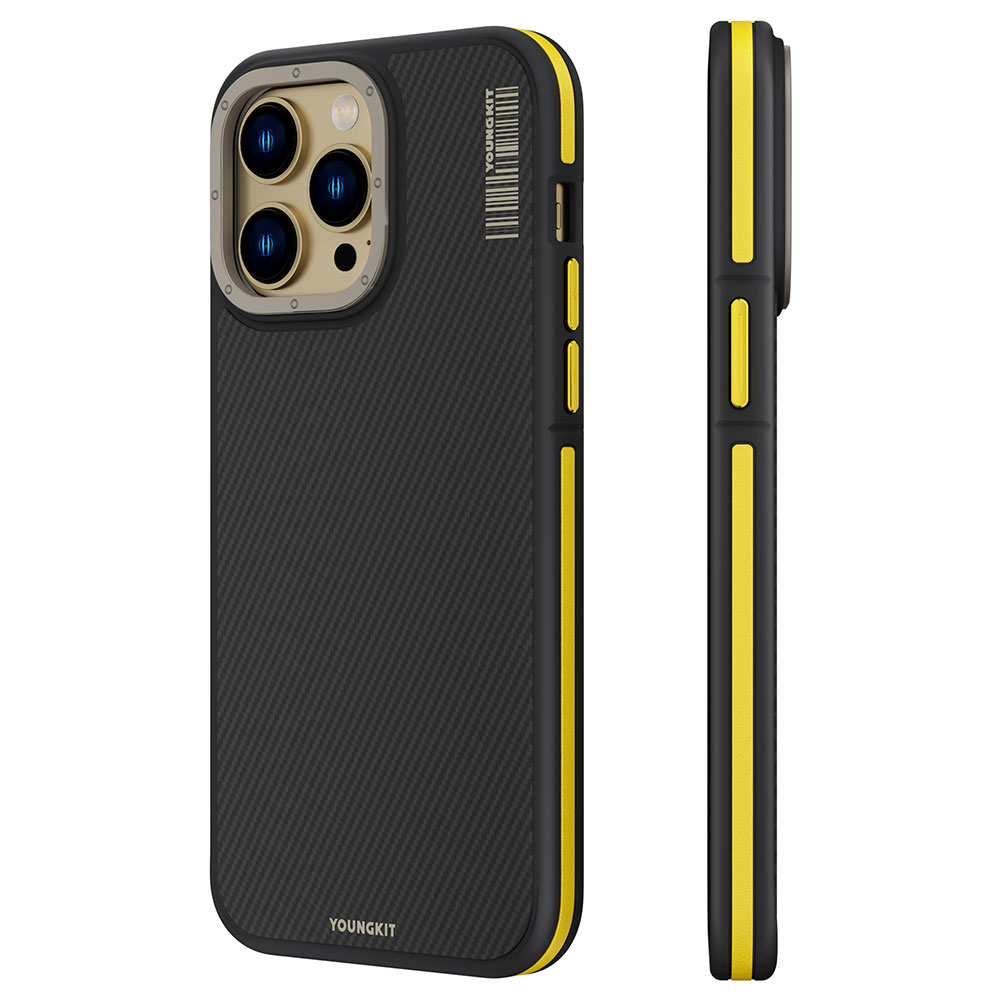 Apple iPhone 14 Pro Max Uyumlu Kılıf M-safe Şarj Özellikli YoungKit 600D Kevlar Kapak