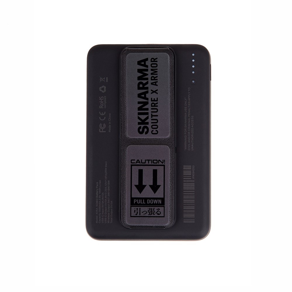 [ZTA90734] SkinArma Kira Kobai Holografik Tasarımlı Standlı Wireless ve PD Hızlı Şarj Özellikli Powerbank 15W 5000mAh (Siyah)