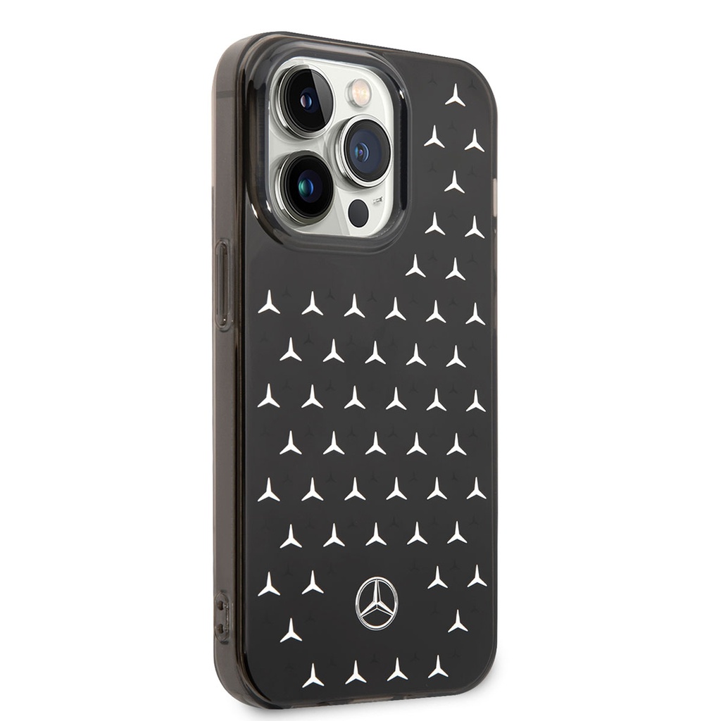 Apple iPhone 14 Pro Max Uyumlu Kılıf Mercedes Benz Çift Katmanlı Yıldız Desenli Dizayn Kapak