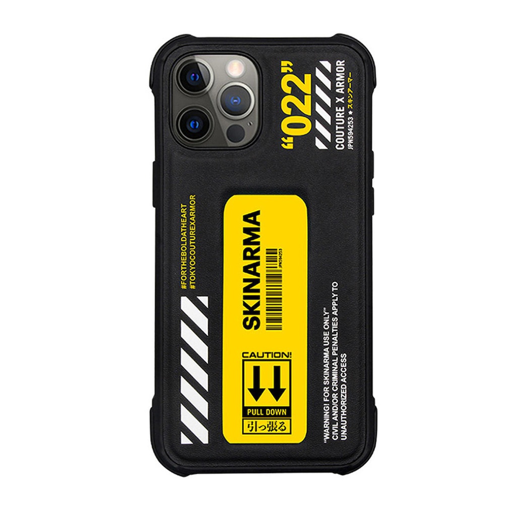 [ZTA90456] Apple iPhone 12 Pro Max Uyumlu Kılıf SkinArma Standlı Deri Görünümlü Shingoki Kapak (Sarı)
