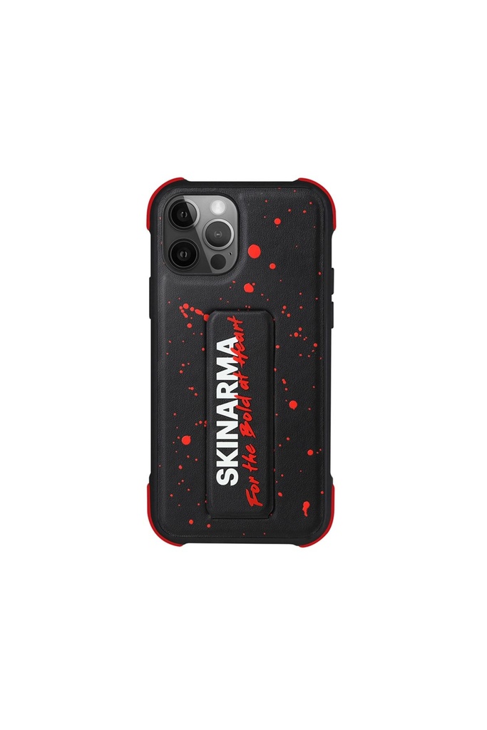 [ZTA90464] Apple iPhone 12 Pro Max Uyumlu Kılıf SkinArma Standlı Deri Görünümlü Funsha Kapak (Kırmızı)
