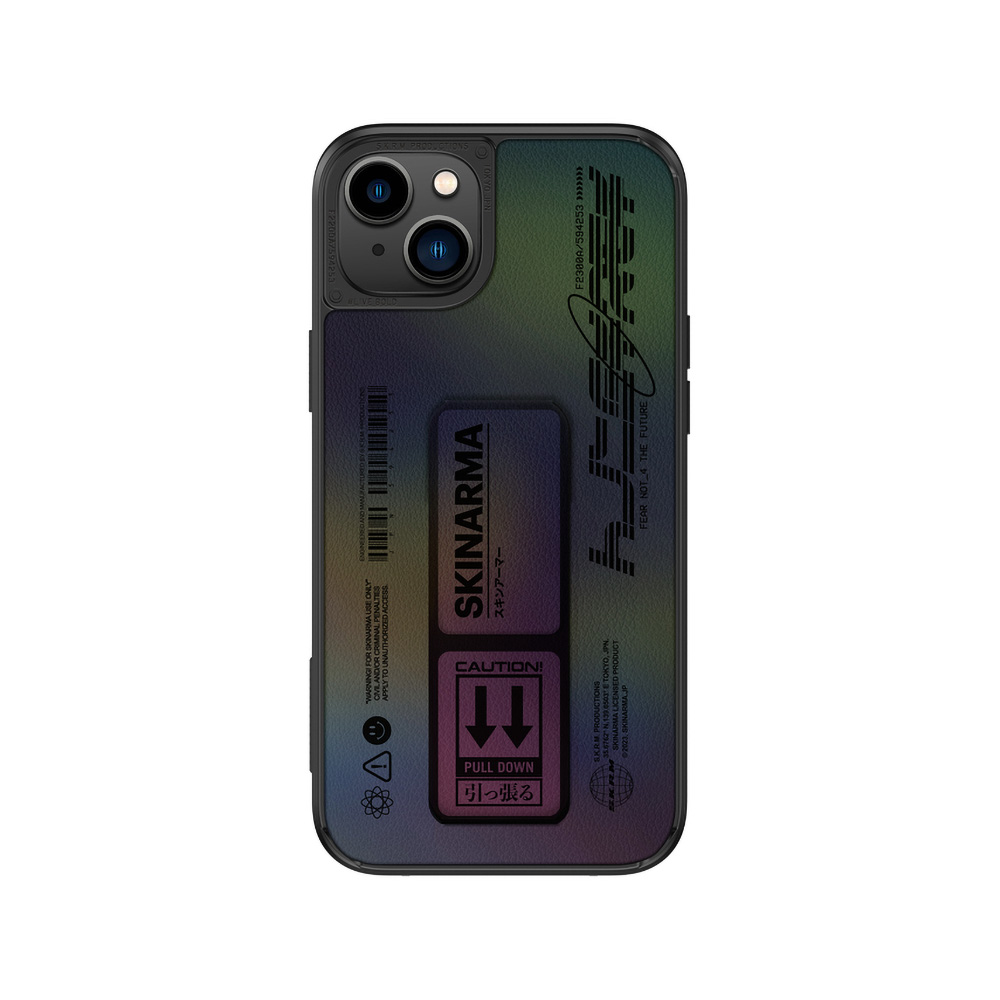 Apple iPhone 14 Uyumlu Kılıf SkinArma Holografik Tasarımlı Standlı Deri Görünümlü Kira Kobai Kapak