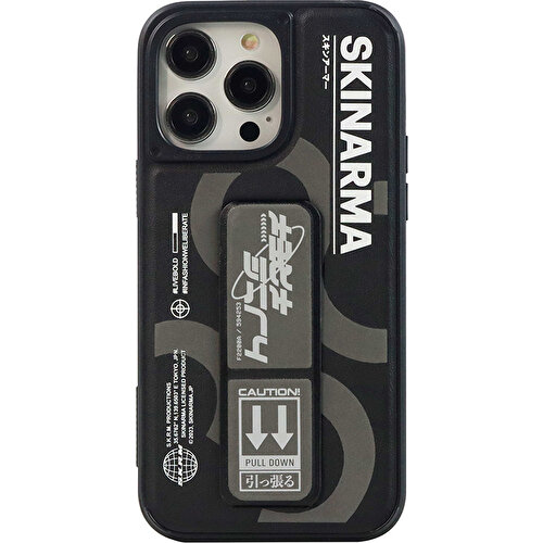 [ZTA90548] Apple iPhone 14 Pro Max Uyumlu Kılıf SkinArma Standlı Deri Görünümlü Bango Kapak (Gri)