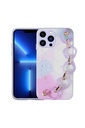 Apple iPhone 13 Pro Max Uyumlu Kılıf Simli Desenli El Askılı Tutacaklı Zore Elsa Silikon Kapak