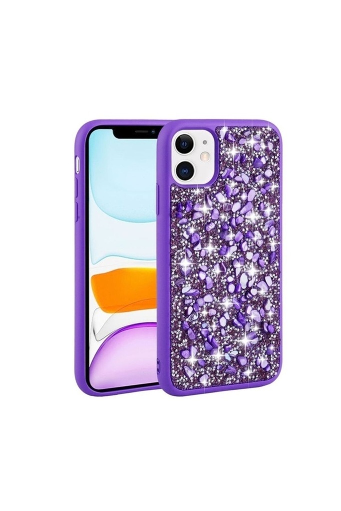 Apple iPhone 12 Uyumlu Kılıf Parlak Taşlı Tasarım Zore Linea Kapak