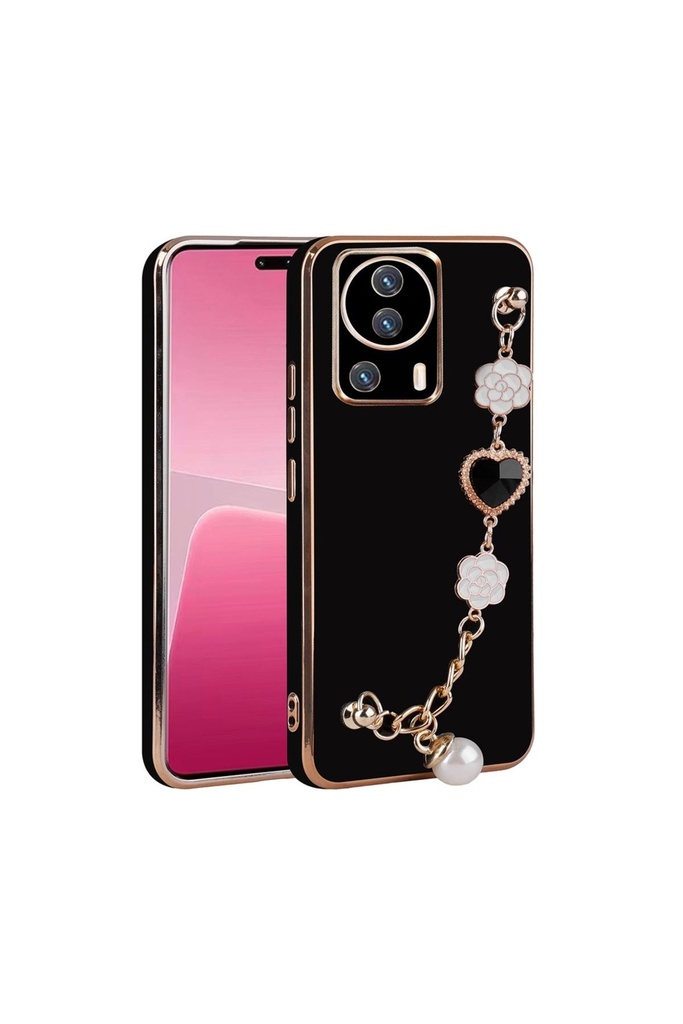 [RNZ-TA90956] Xiaomi Mi 13 Lite Uyumlu Kılıf El Tutamaçlı Kamera Korumalı Zore Taka Silikon Kapak (Siyah)