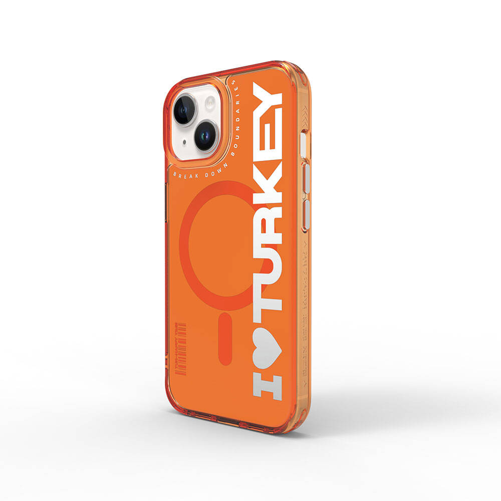 Apple iPhone 15 Uyumlu Kılıf M-safe Şarj Özellikli I Love Turkey Yazı Desenli Wiwu Turkey E Serisi Kapak