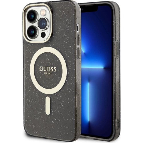 Apple iPhone 13 Pro Uyumlu Kılıf GUESS M-safe Şarj Özellikli Glitter Kapak