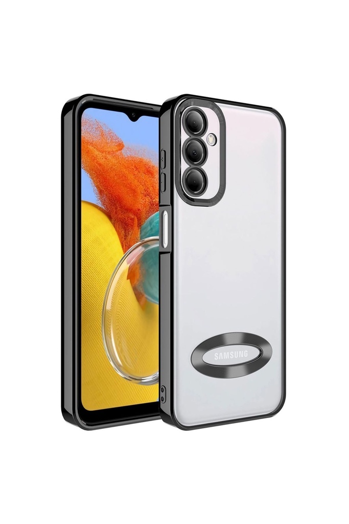 [RNZ-TA90974] Samsung Galaxy M14 Uyumlu Kılıf Kamera Korumalı Logo Gösteren Zore Omega Kapak (Siyah)