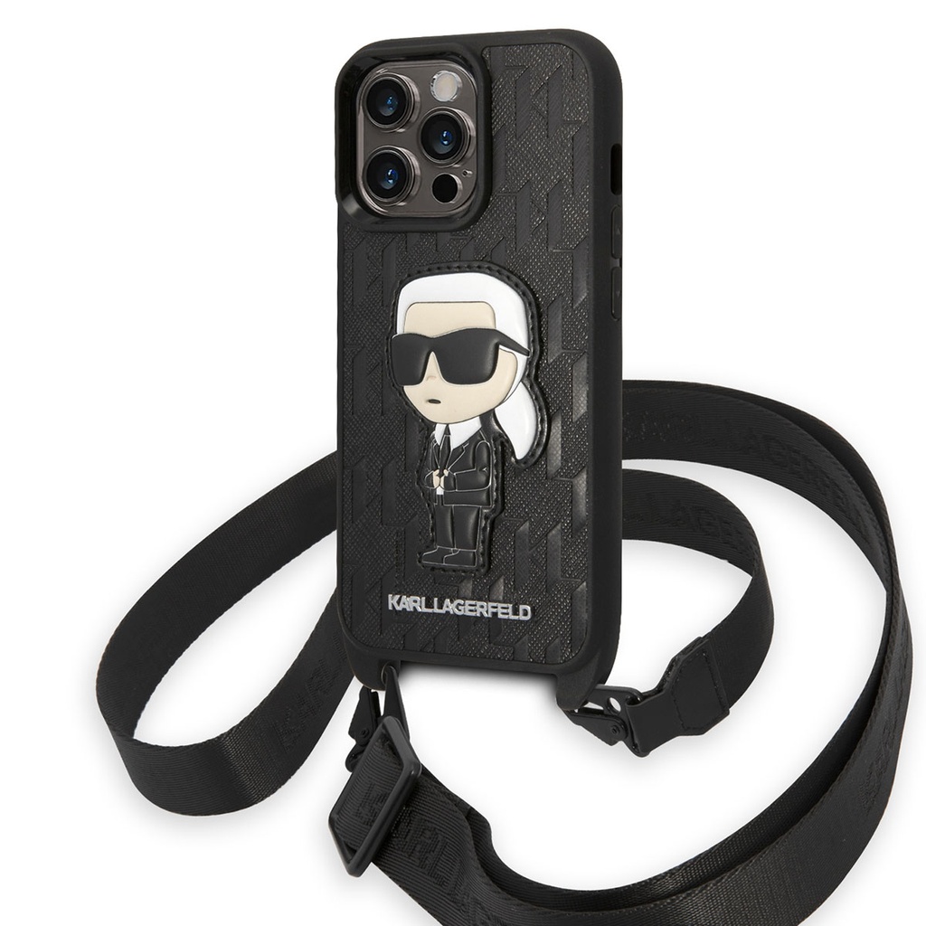 Apple iPhone 14 Pro Uyumlu Kılıf Karl Lagerfeld Boyun Askılı Karl Dizayn Kapak