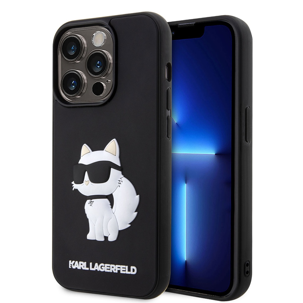 Apple iPhone 14 Pro Max Uyumlu Kılıf Karl Lagerfeld 3D Rubber Choupette Dizayn Kapak