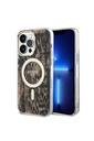 Apple iPhone 14 Pro Uyumlu Kılıf GUESS M-safe Şarj Özellikli Leopar Desenli Kapak
