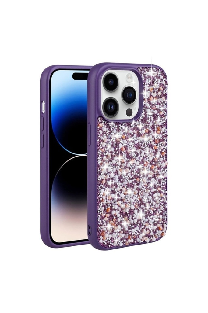 Apple iPhone 14 Pro Uyumlu Kılıf Parlak Taşlı Tasarım Zore Linea Kapak