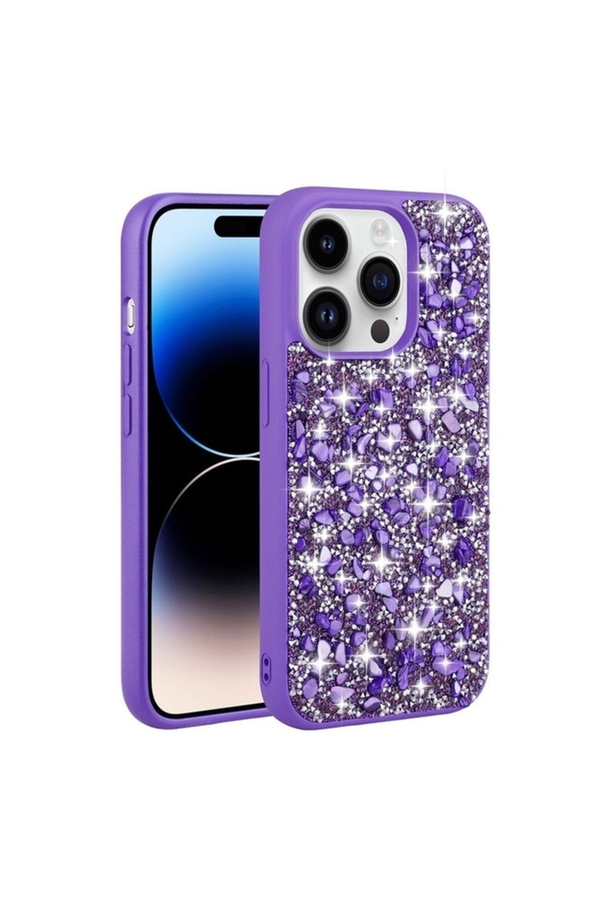 Apple iPhone 14 Pro Max Uyumlu Kılıf Parlak Taşlı Tasarım Zore Linea Kapak