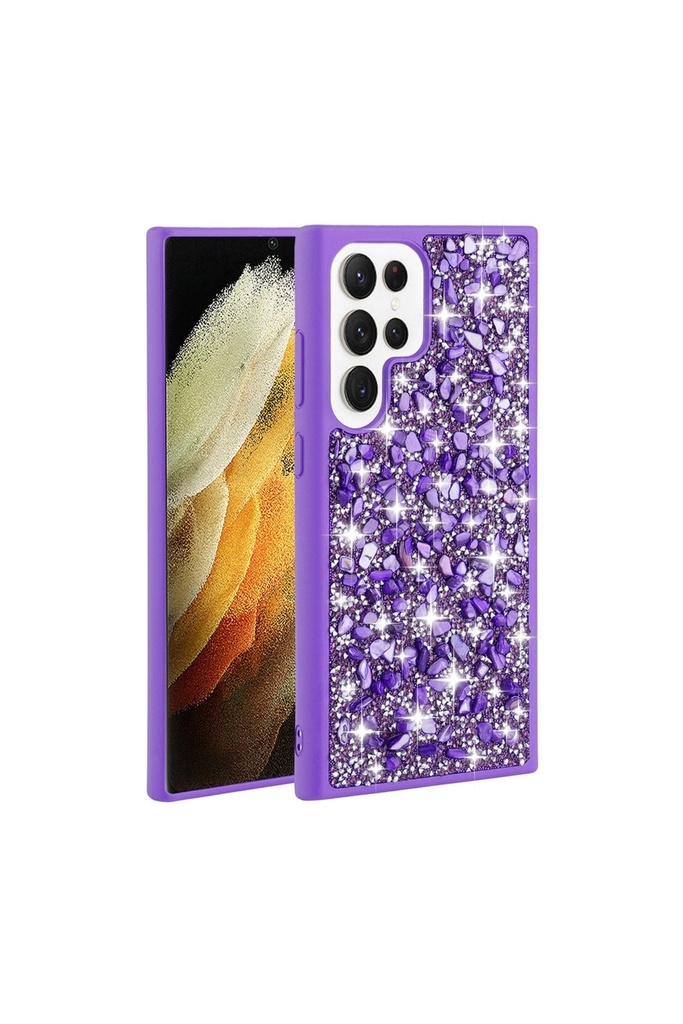 Samsung Galaxy S23 Ultra Uyumlu Kılıf Parlak Taşlı Tasarım Zore Linea Kapak