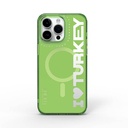 Apple iPhone 15 Pro Max Uyumlu Kılıf M-safe Şarj Özellikli I Love Turkey Yazı Desenli Wiwu Turkey E Serisi Kapak