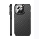 Apple iPhone 14 Pro Max Uyumlu Kılıf Mat Transparan Karbon Fiber Görünümlü Wlons Marin Kapak