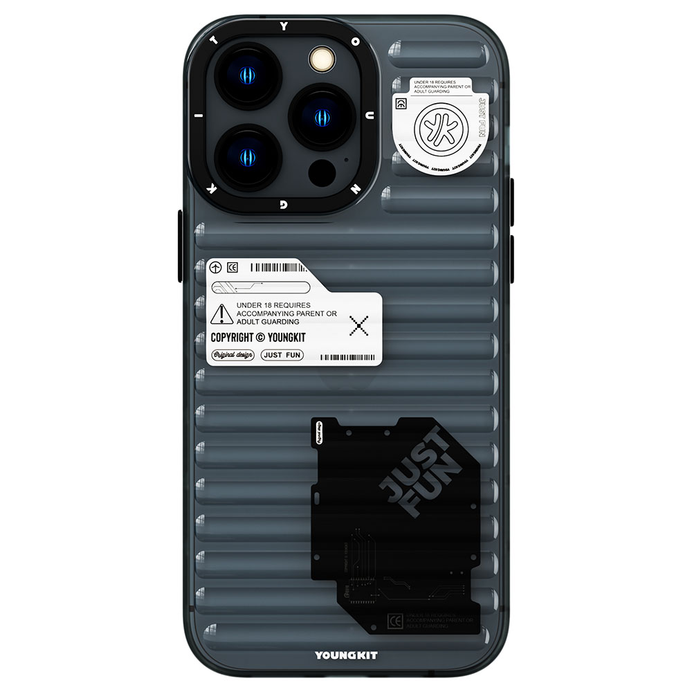 [RNZ-TA91035] Apple iPhone 14 Pro Max Uyumlu Kılıf Şeffaf Renkli Tasarım YoungKit Fluorite Serisi Kapak (Siyah)