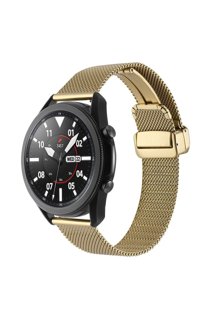 Samsung Gear S3 22mm Uyumlu Kordon Hasır Metal Mıknatıs Tokalı Zore KRD-85 Kayış