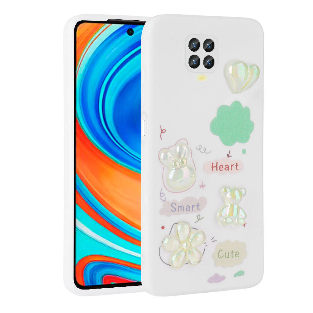 Xiaomi Redmi Note 9S Uyumlu Kılıf Kabartma Figürlü Parlak Zore Toys Silikon Kapak