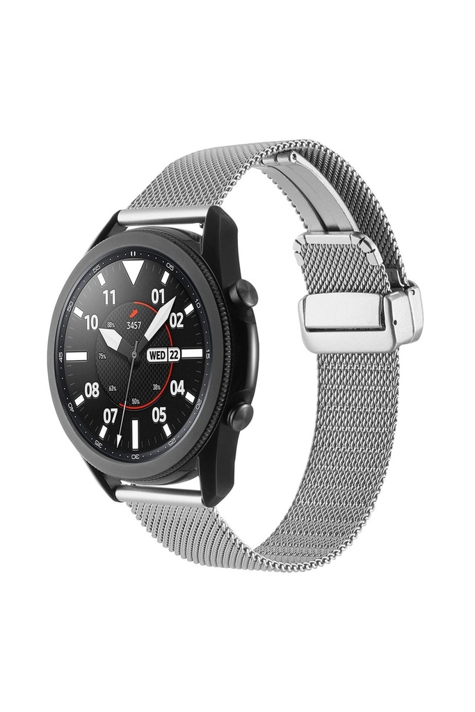 Samsung Galaxy Watch 46mm Uyumlu 22mm Kordon Hasır Metal Mıknatıs Tokalı Zore KRD-85 Kayış