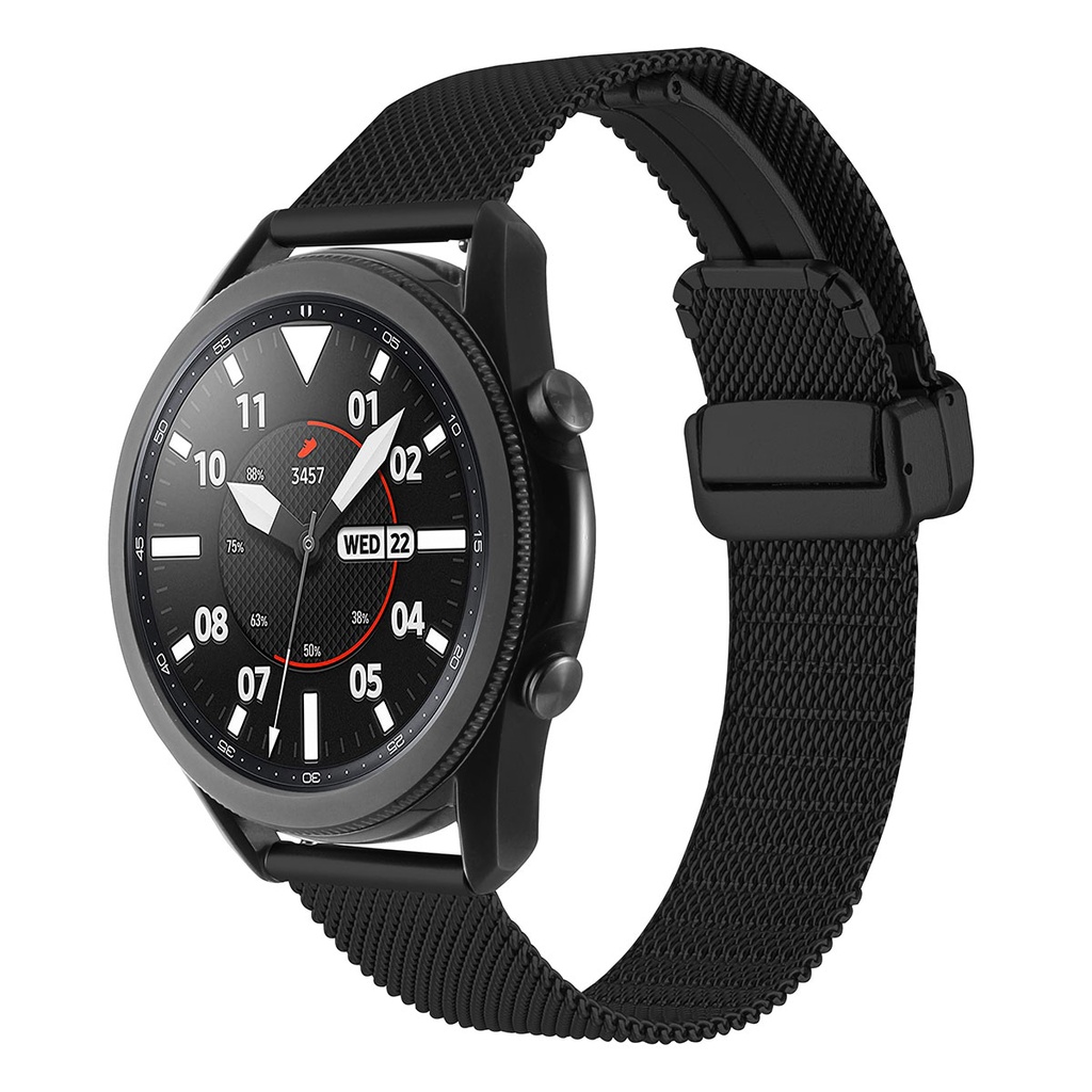 [RNZ-TA91898] Xiaomi  Amazfit Pace 22mm Uyumlu Kordon Hasır Metal Mıknatıs Tokalı Zore KRD-85 Kayış (Siyah)