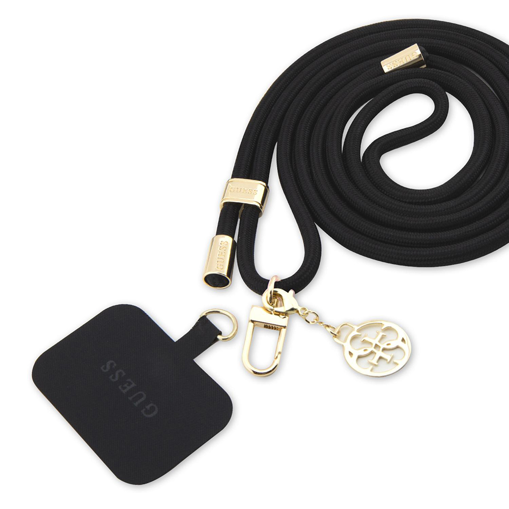 [RNZ-TA115279] GUESS Metal Logolu Cep Telefonu Askı İpi (Siyah)