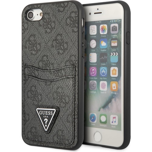 [ZTA91774] Apple iPhone 7 Uyumlu Kılıf GUESS Çift Kart Bölmeli Kapak (Siyah)
