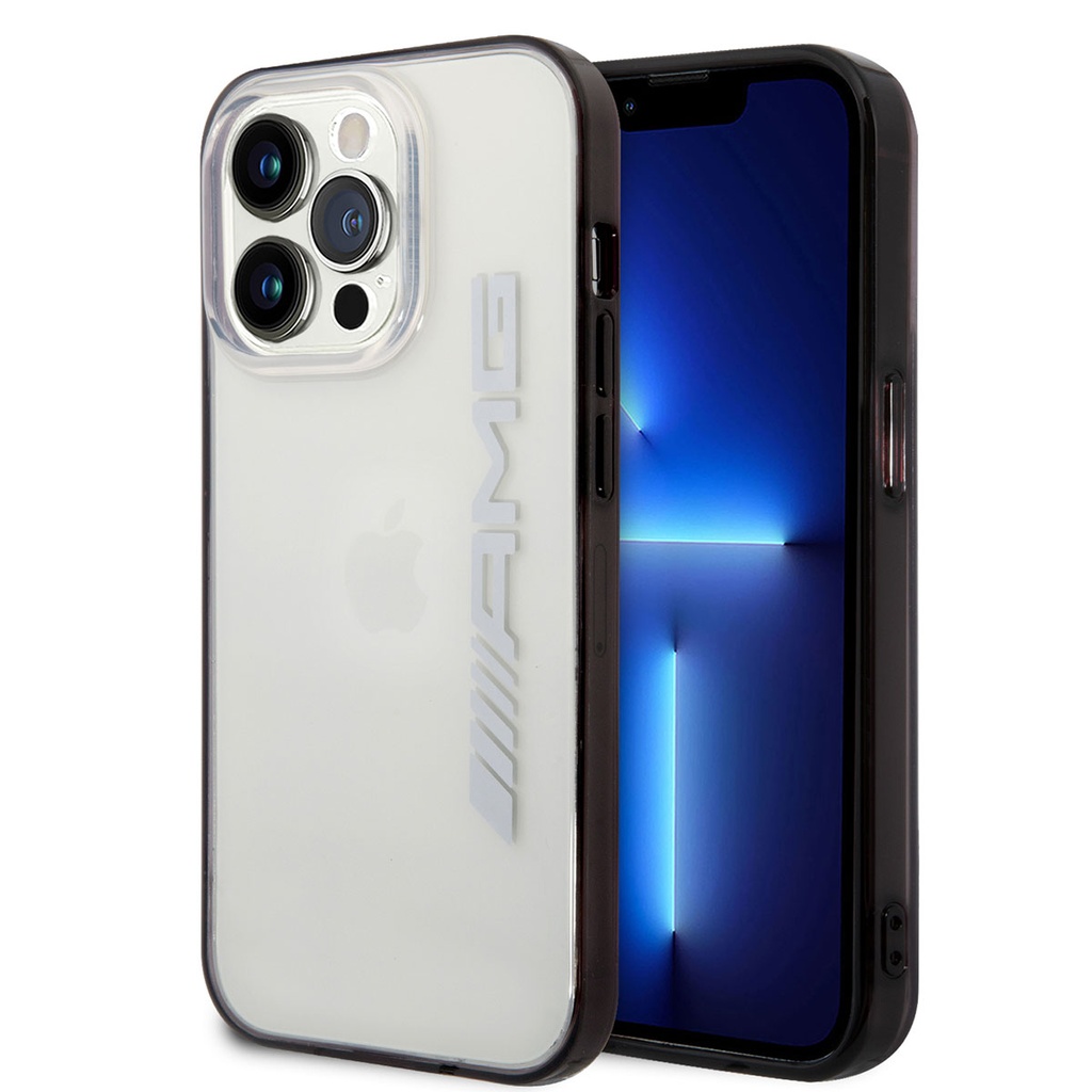 Apple iPhone 14 Pro Max Uyumlu Kılıf AMG Transparan Siyah Çerçeve Dizayn Kapak