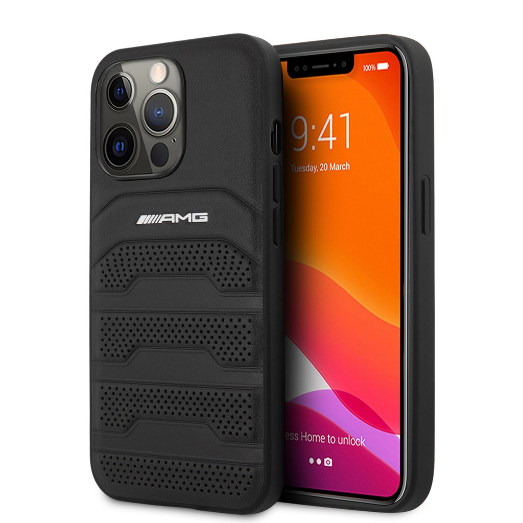 [ZTA91562] Apple iPhone 14 Pro Uyumlu Kılıf AMG Leather Deri Çizgili Kabartmalı Dizayn Kapak