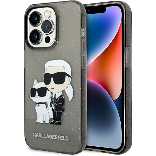 Apple iPhone 14 Pro Max Uyumlu Kılıf Karl Lagerfeld Transparan Simli K&C Dizayn Kapak