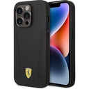 Apple iPhone 14 Pro Uyumlu Kılıf Ferrari M-safe Şarj Özellikli Deri Kenarları Damgalı Dizayn Kapak