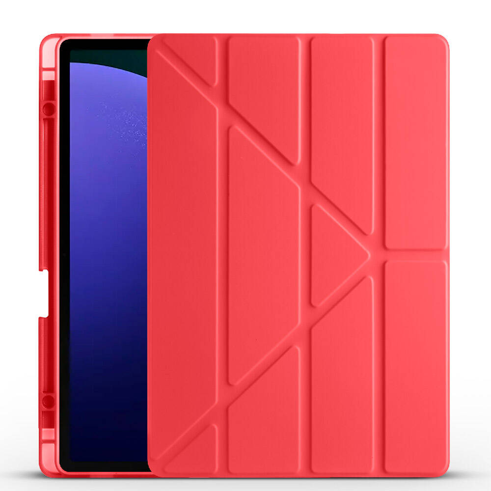 Samsung Galaxy Tab S9 FE Plus Uyumlu Kılıf Zore Tri Folding Kalem Bölmeli Standlı Kılıf