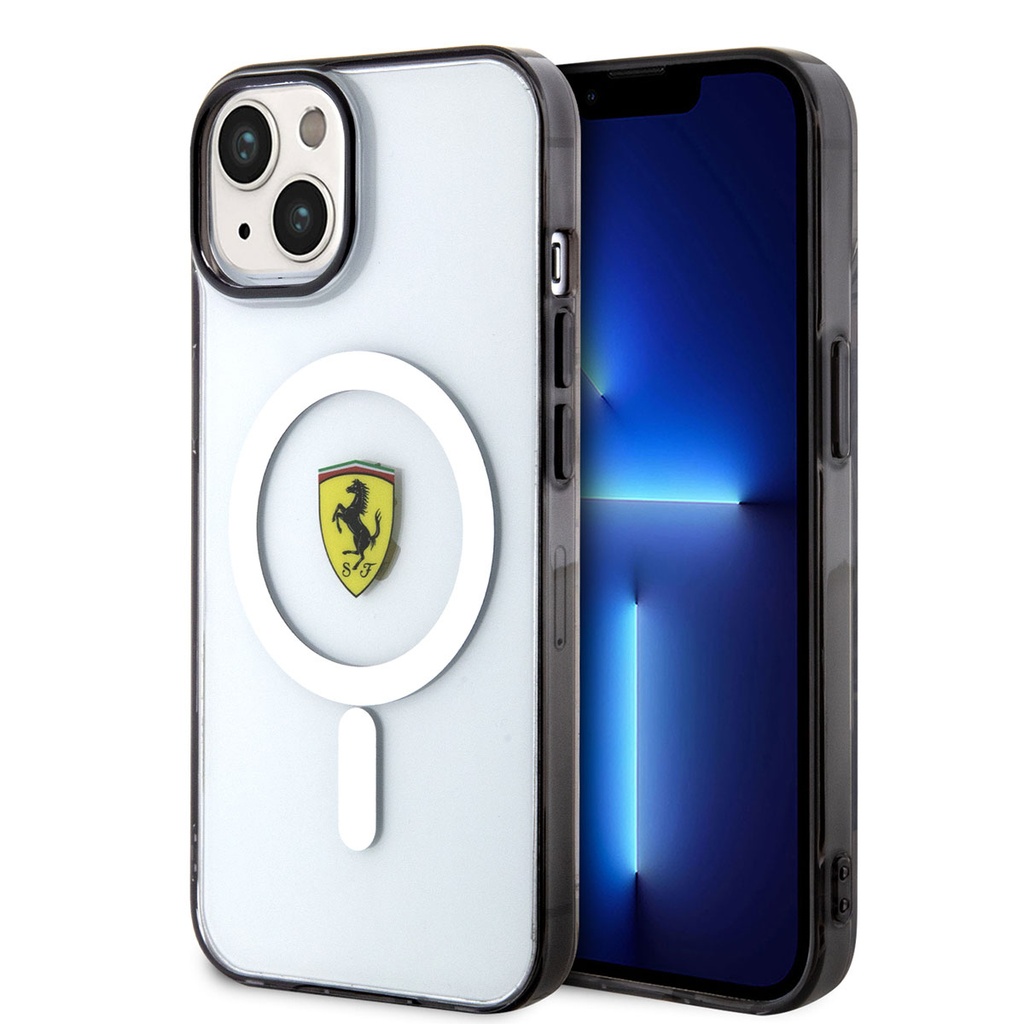 [ZTA91671] Apple iPhone 14 Plus Uyumlu Kılıf Ferrari M-safe Şarj Özellikli Transparan Dizayn Kapak