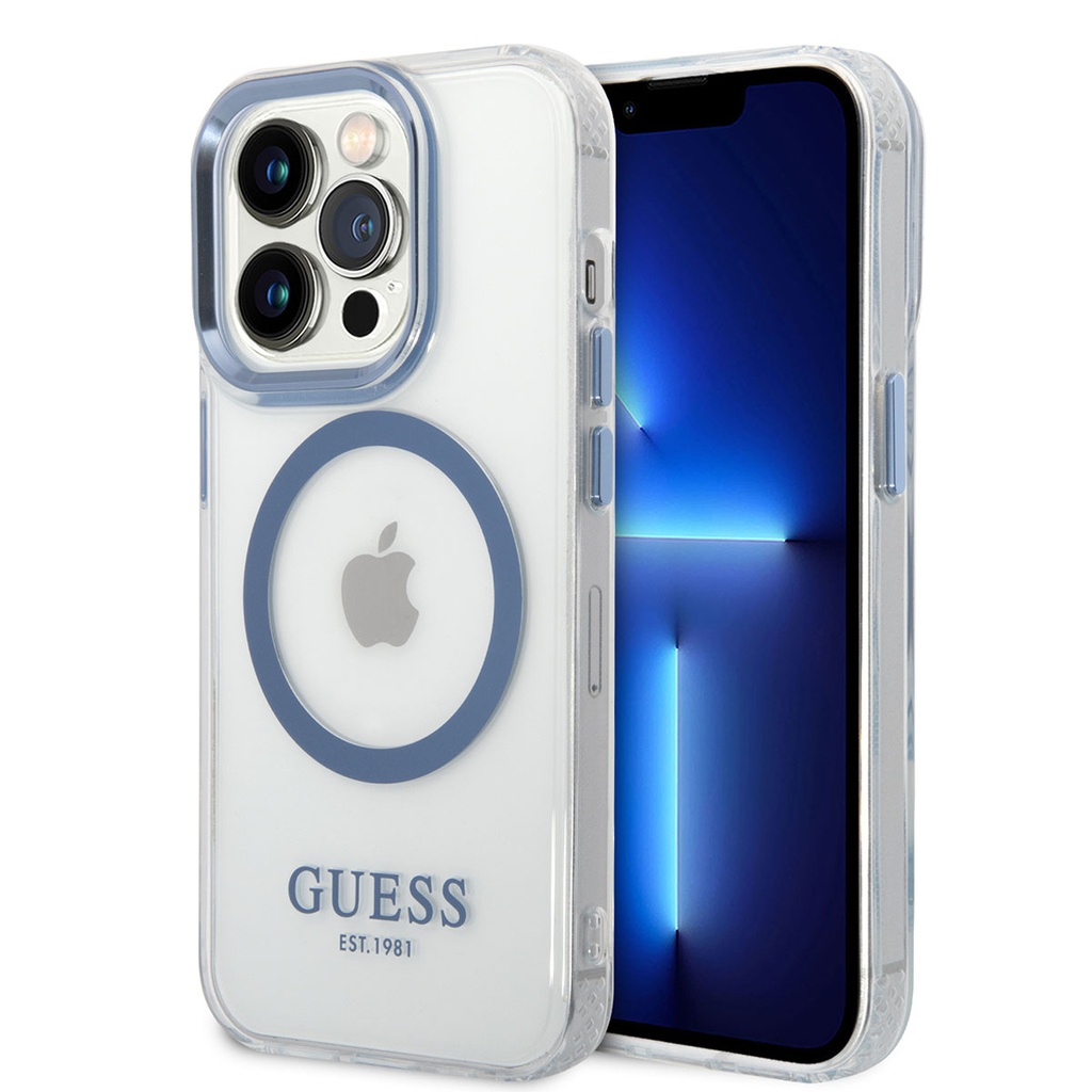 [ZTA91732] Apple iPhone 14 Pro Max Uyumlu Kılıf GUESS M-safe Şarj Özellikli Metal Kamera Çerçeveli Kapak