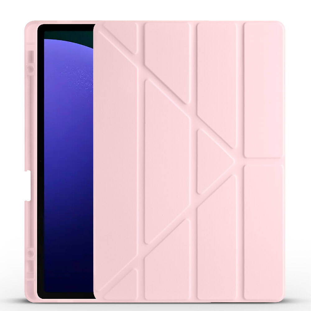 Samsung Galaxy Tab S9 FE Plus Uyumlu Kılıf Zore Tri Folding Kalem Bölmeli Standlı Kılıf