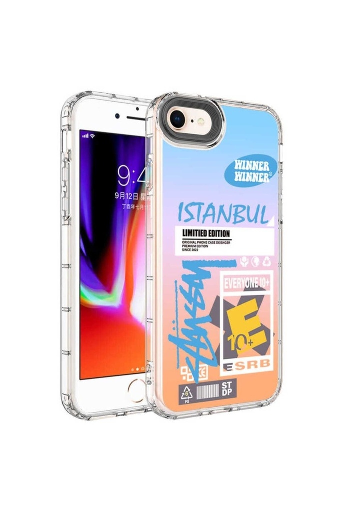 Apple iPhone 7 Uyumlu Kılıf Kamera Korumalı Renkli Desenli Sert Silikon Zore Korn Kapak