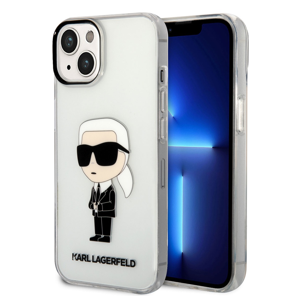 Apple iPhone 14 Uyumlu Kılıf Karl Lagerfeld Transparan İkonik Karl Dizayn Kapak
